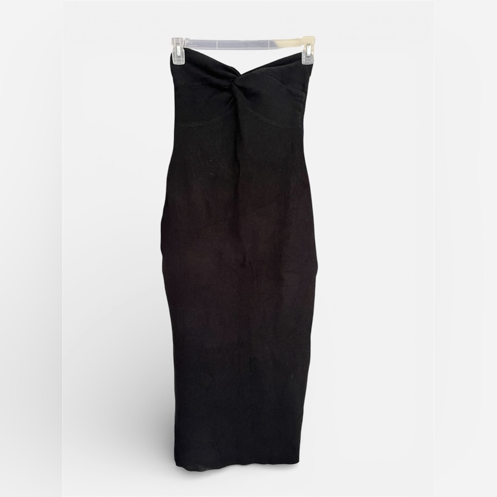 Ali* New! Lillusory Black Strapless Sweater Midi Dress With Back Slit - Picture 2 of 7